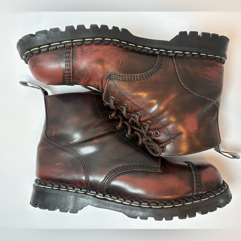 Gripfast oxblood/burgandy rub-off steel toe men’s derby boots lace up size 10 11